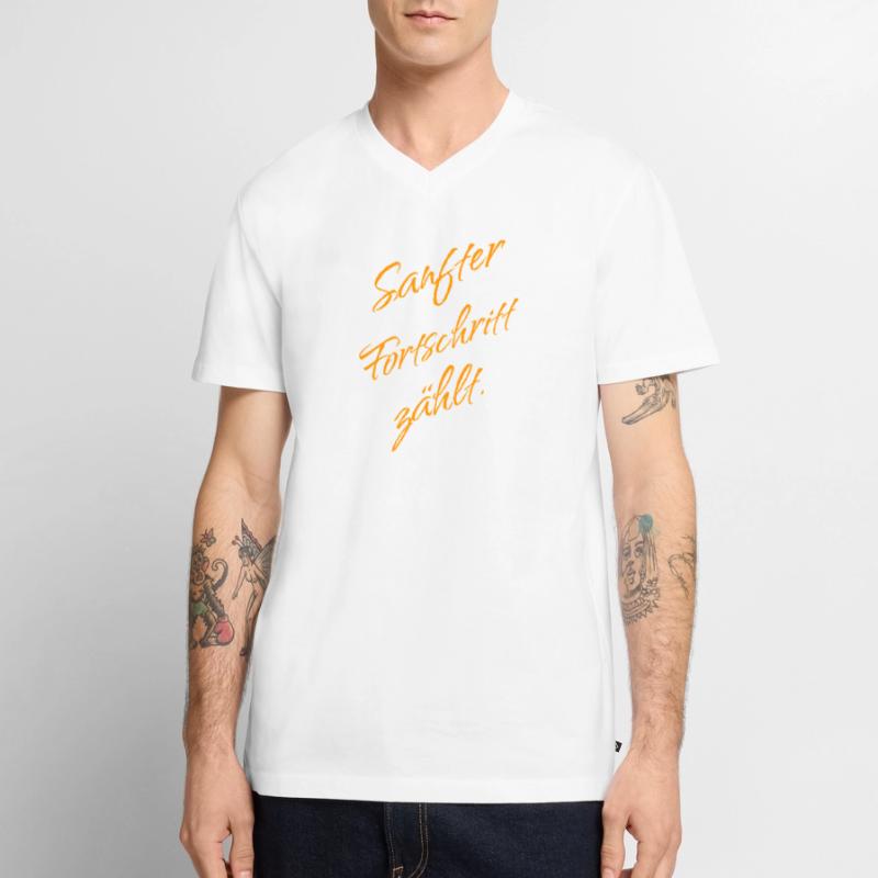Le progrès doux compte – Mentalité de croissance T-shirt encolure en V Premium bio Homme