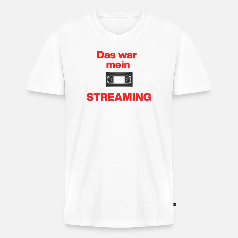 Das war Streaming, Videokasette früher, damals - Männer Premium Bio T-Shirt mit V-Ausschnitt - Weiß