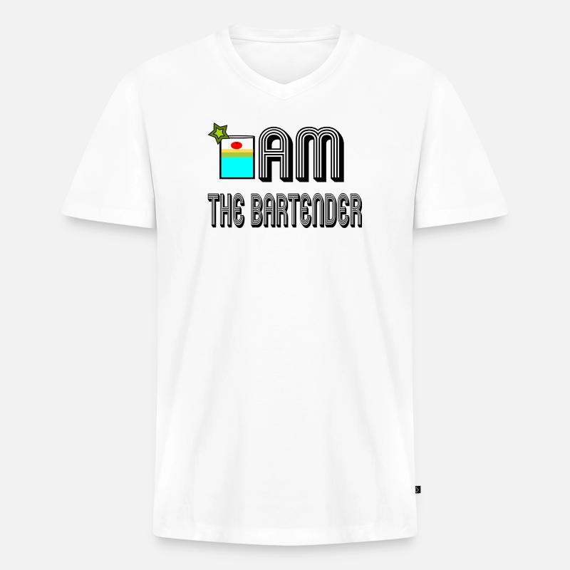 I am the bartender - Männer Premium Bio T-Shirt mit V-Ausschnitt - Weiß