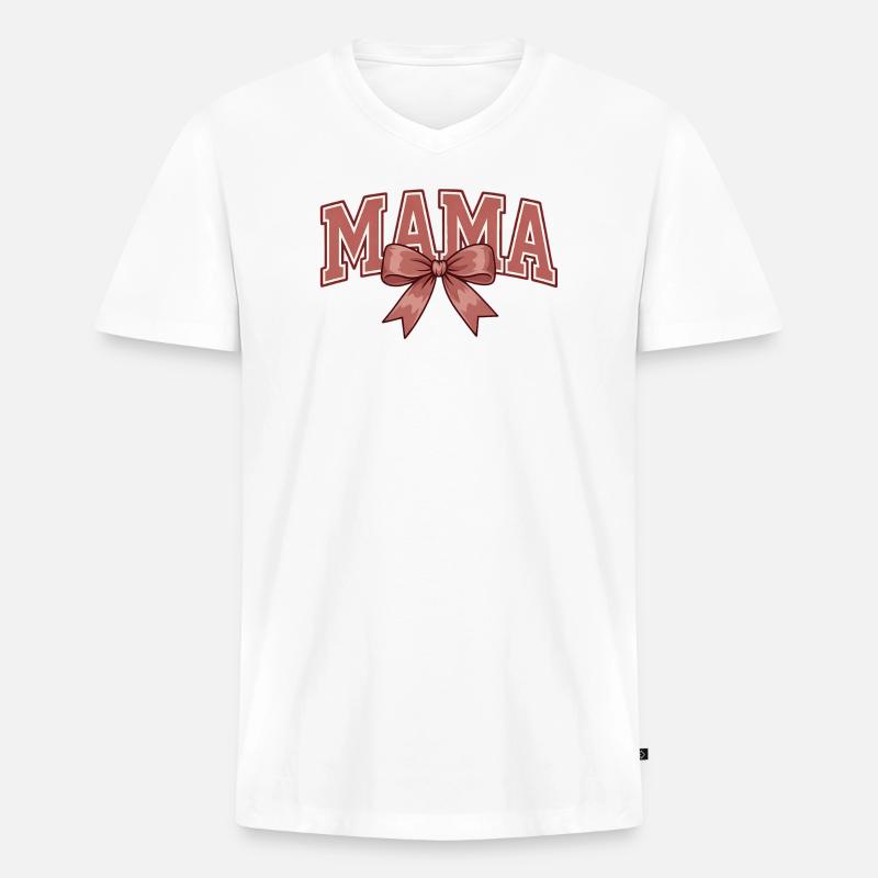 Mama Schleife – Süßes Mama Statement Design - Männer Premium Bio T-Shirt mit V-Ausschnitt - Weiß