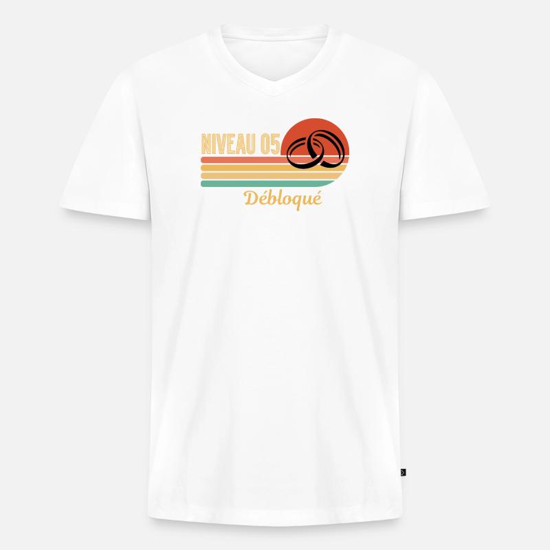 Level 05 Freigeschaltetes Retro-Grafikdesign - Männer Premium Bio T-Shirt mit V-Ausschnitt - Weiß
