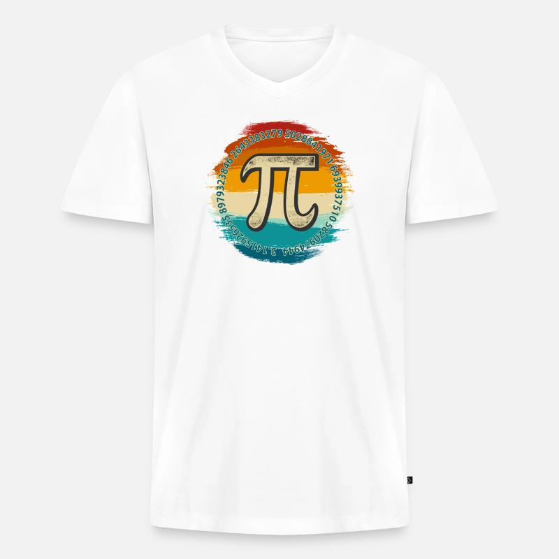 Pi Spectrum Emblem Tee - Männer Premium Bio T-Shirt mit V-Ausschnitt - Weiß