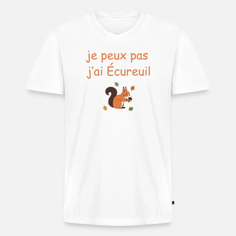 Ich kann nicht. Ich habe Eichhörnchen. - Männer Premium Bio T-Shirt mit V-Ausschnitt - Weiß