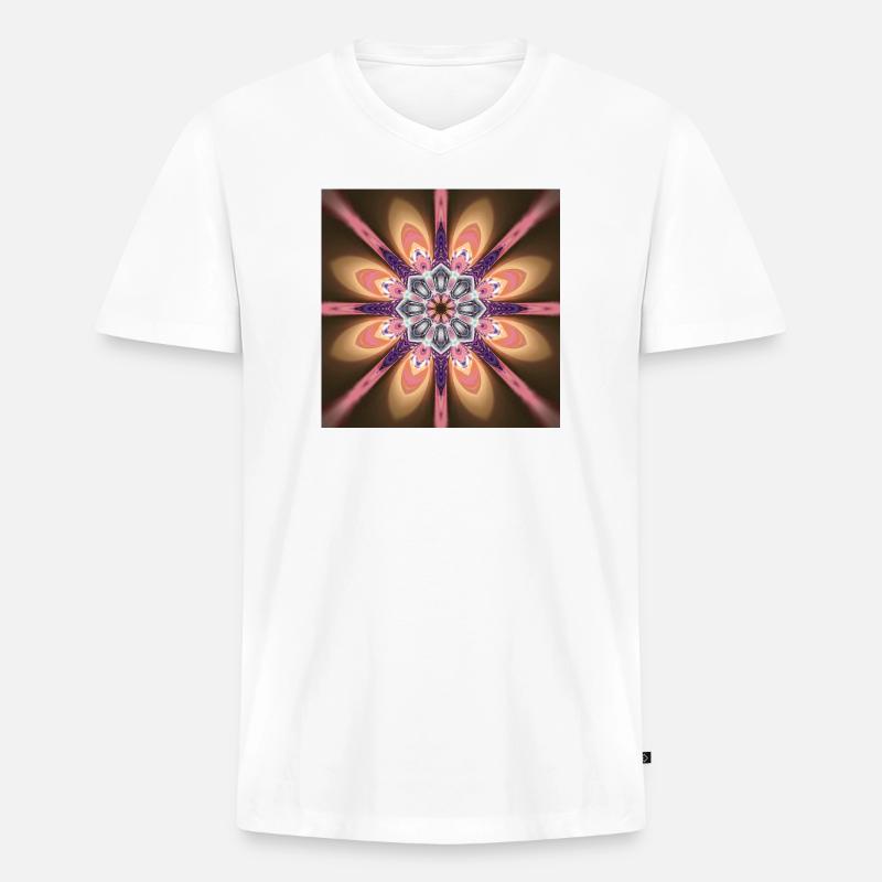 Mandala Morgenröte - Männer Premium Bio T-Shirt mit V-Ausschnitt - Weiß
