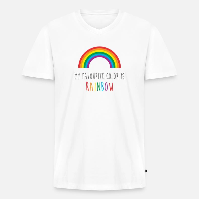 Mein Lieblingsregenbogen - Männer Premium Bio T-Shirt mit V-Ausschnitt - Weiß