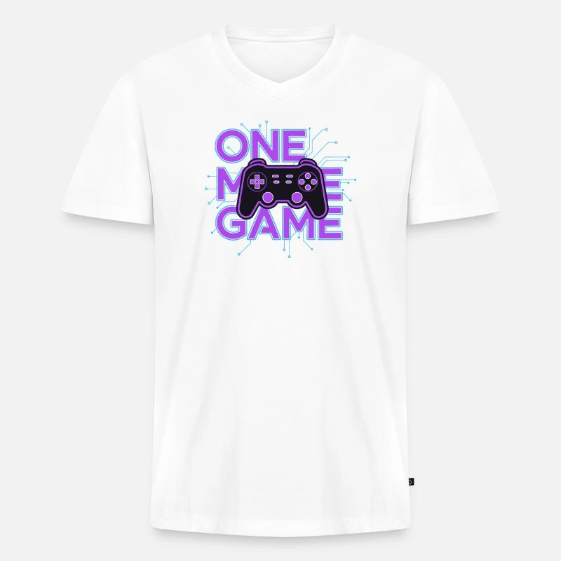 Ein Spielcontroller-Neon-Schaltkreis - Männer Premium Bio T-Shirt mit V-Ausschnitt - Weiß