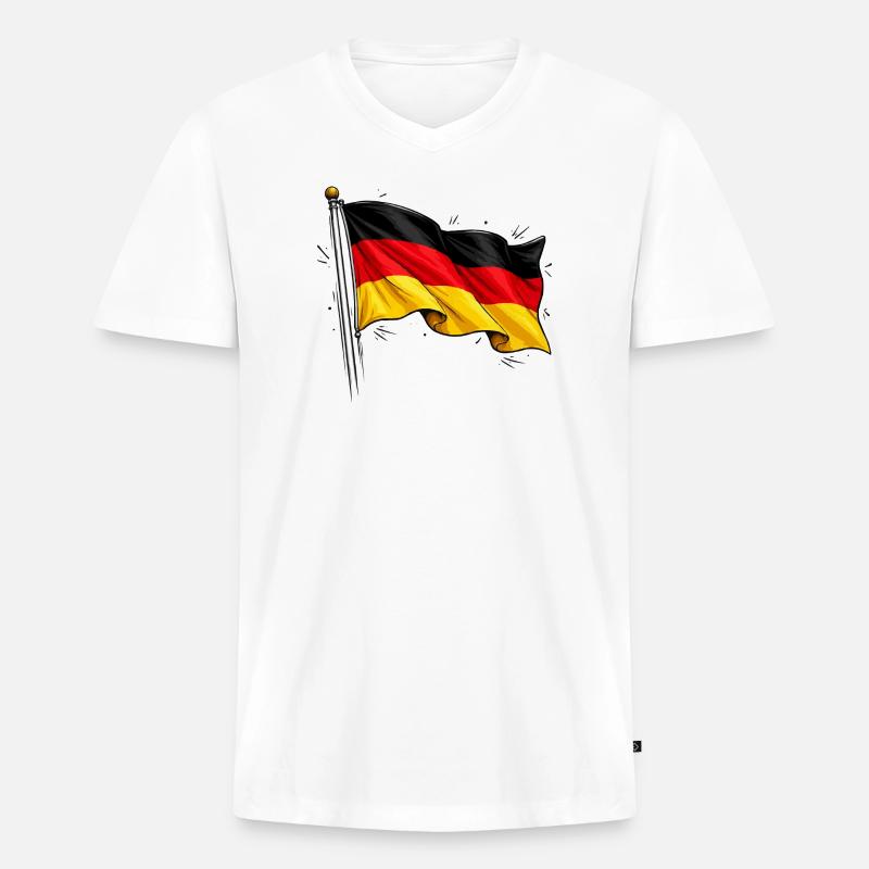 Deutsche Flagge  - Männer Premium Bio T-Shirt mit V-Ausschnitt - Weiß