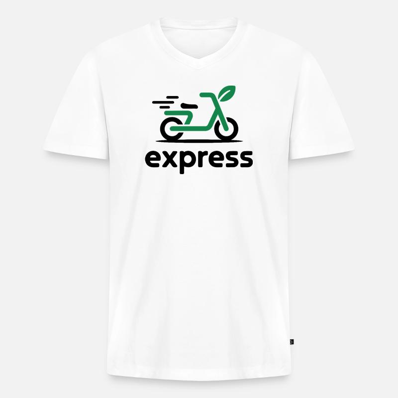 Eco Express Leaf Roller Logo - Männer Premium Bio T-Shirt mit V-Ausschnitt - Weiß