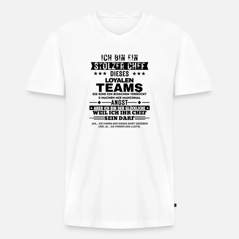 Stolzer Chef von einem loyalen Team - Männer Premium Bio T-Shirt mit V-Ausschnitt - Weiß