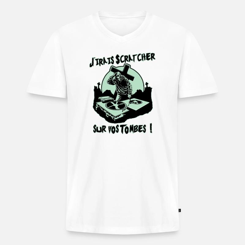 ICH WERDE AUF EURE GRÄBER KRATZEN! - Männer Premium Bio T-Shirt mit V-Ausschnitt - Weiß