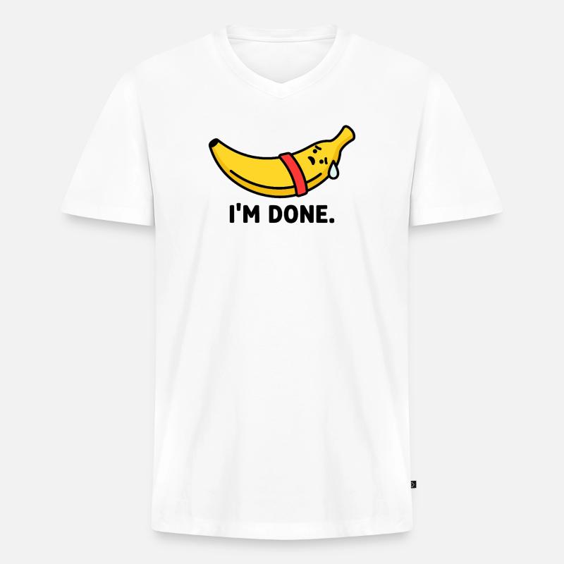 Das Workout Burnout Banana - Männer Premium Bio T-Shirt mit V-Ausschnitt - Weiß