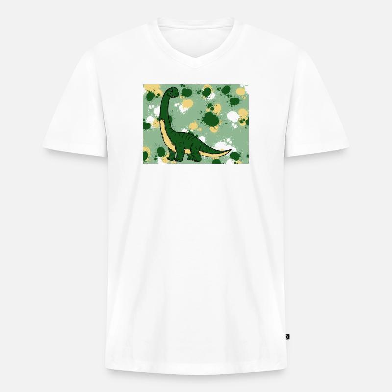 Brachiosaurus Dino - Männer Premium Bio T-Shirt mit V-Ausschnitt - Weiß