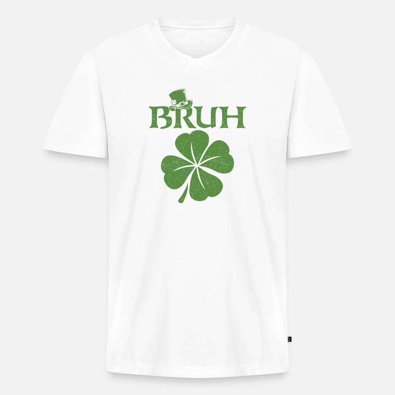 Bruh St Patricks irisches Kleeblatt - Männer Premium Bio T-Shirt mit V-Ausschnitt - Weiß