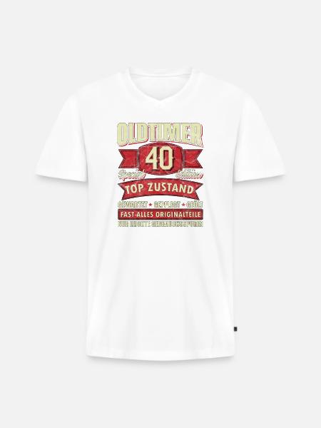Oldtimer 40 Special Edition Top Zustand - Männer Premium Bio T-Shirt mit V-Ausschnitt - Weiß