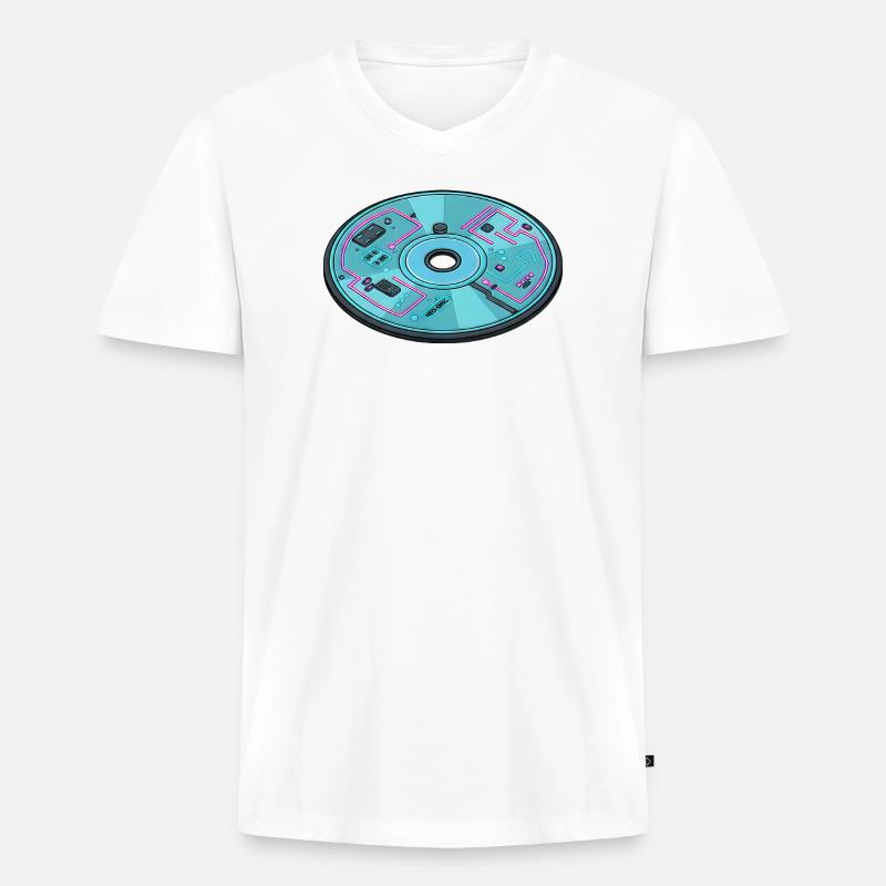 Digitale Zukunft Computer 90er Retro Design - Männer Premium Bio T-Shirt mit V-Ausschnitt - Weiß