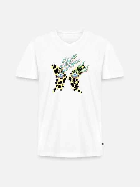 butterfly_with_eyes - T-shirt encolure en V Premium bio Homme - blanc