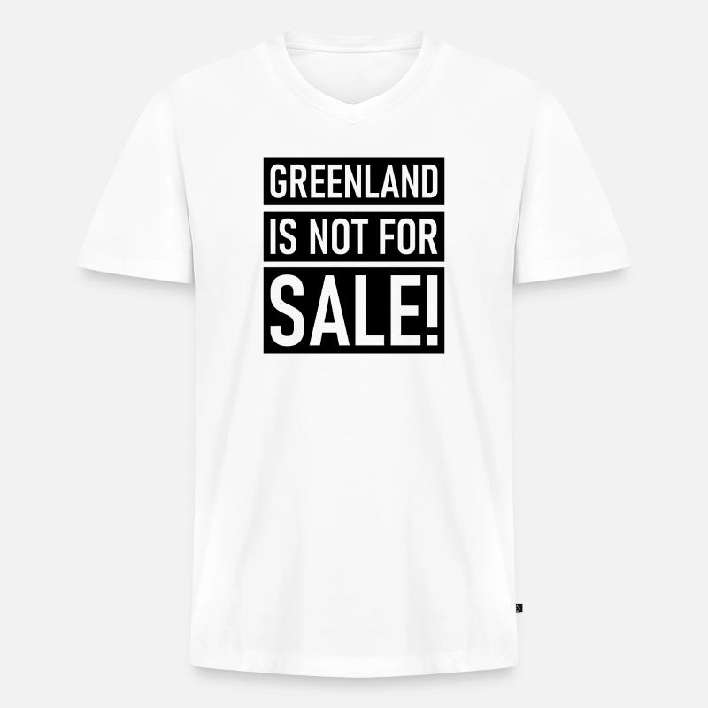 Grønland er ikke til salg - Grønland - Danmark - Premium økologisk T-shirt med V-hals til mænd - hvid