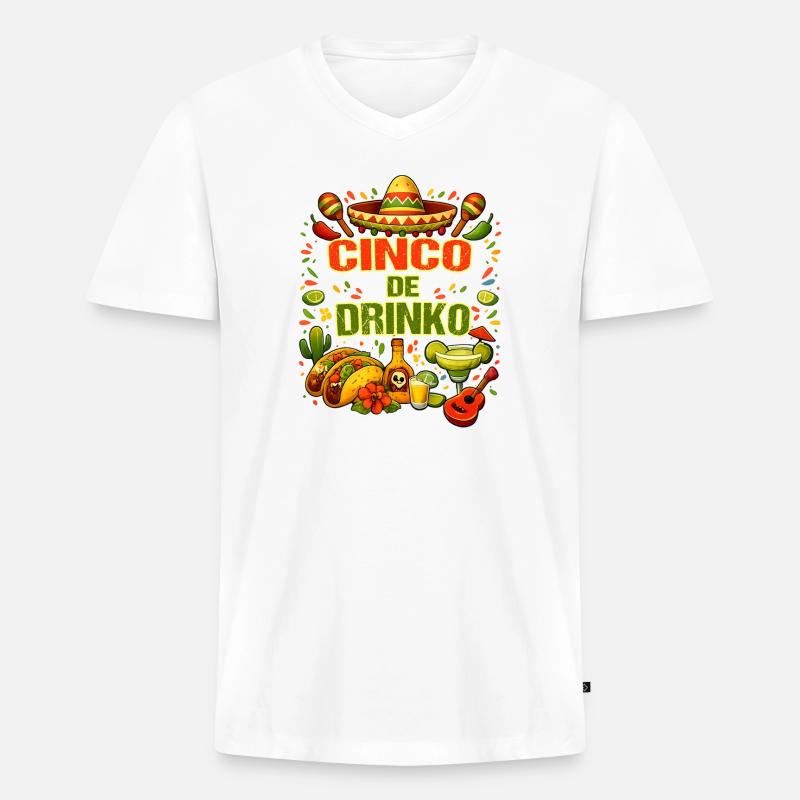 Cinco de Drinko - Cinco de Mayo - Männer Premium Bio T-Shirt mit V-Ausschnitt - Weiß