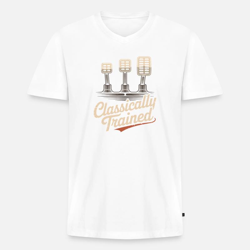 Classically Trained Petrolhead KFZ Mechaniker - Männer Premium Bio T-Shirt mit V-Ausschnitt - Weiß