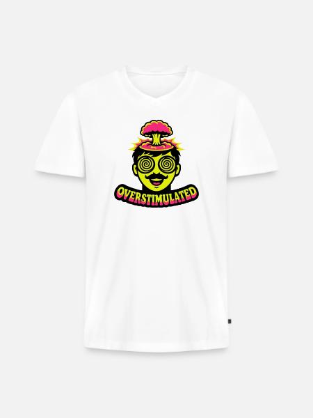 Overstimulated Neon Head - Men's Premium Organic T-shirt with V-neck - white
