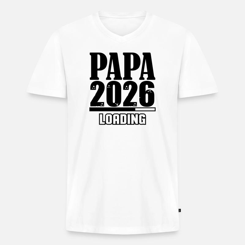Papa 2026 Loading - Männer Premium Bio T-Shirt mit V-Ausschnitt - Weiß