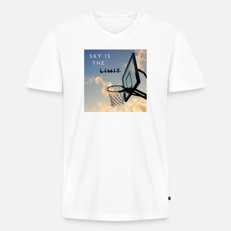 Sky Is The Limit Hoops - Männer Premium Bio T-Shirt mit V-Ausschnitt - Weiß