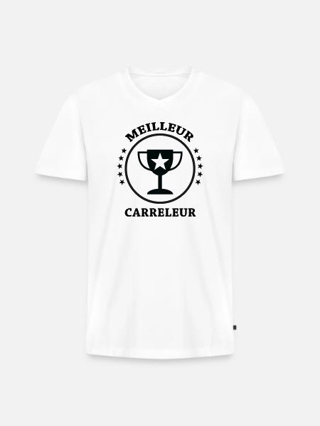 Best Tiler - Men's Premium Organic T-shirt with V-neck - white