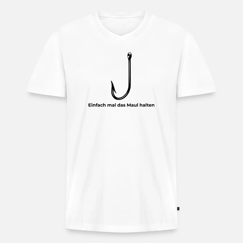 Angelhacken "Einfach mal das Maul halten" - Männer Premium Bio T-Shirt mit V-Ausschnitt - Weiß