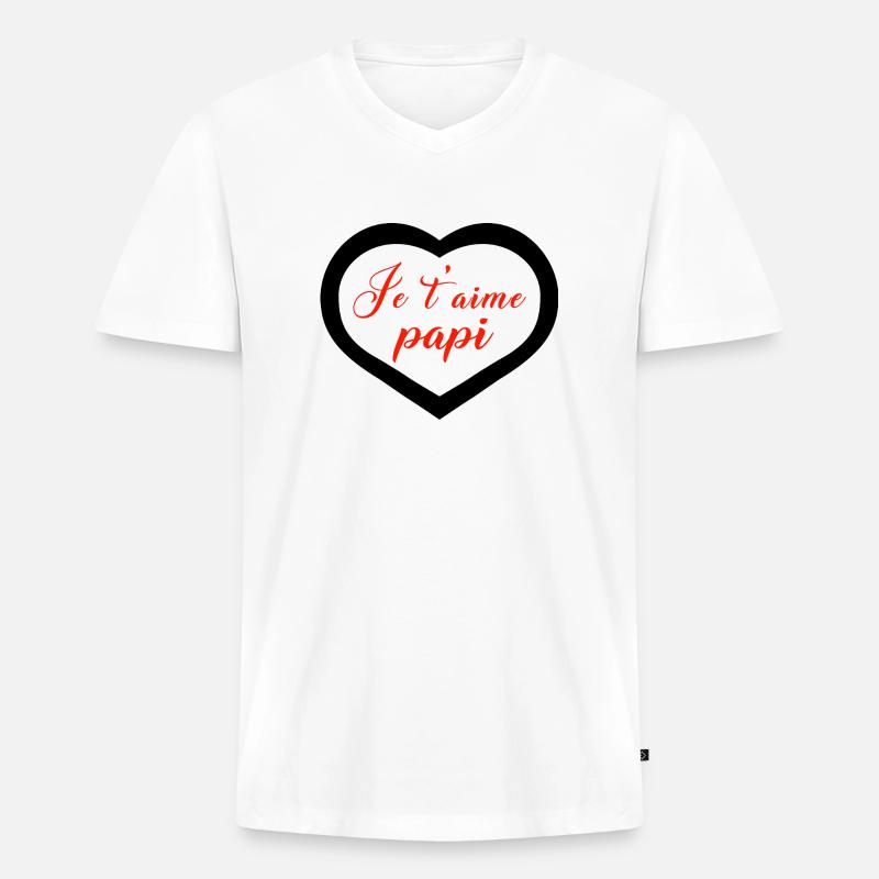 Herz, ich liebe dich, Opa. - Männer Premium Bio T-Shirt mit V-Ausschnitt - Weiß