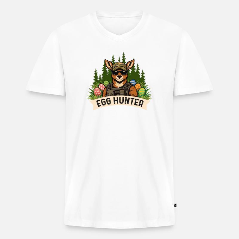 Egg Hunter Osterhase Frühling Eierfärben - Männer Premium Bio T-Shirt mit V-Ausschnitt - Weiß