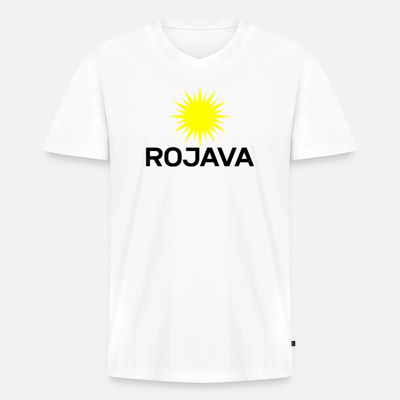 Rojava - Männer Premium Bio T-Shirt mit V-Ausschnitt - Weiß