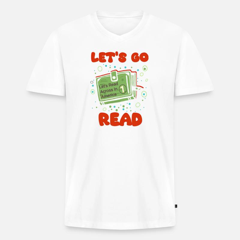 Lesen Sie Quer durch Amerika - Männer Premium Bio T-Shirt mit V-Ausschnitt - Weiß
