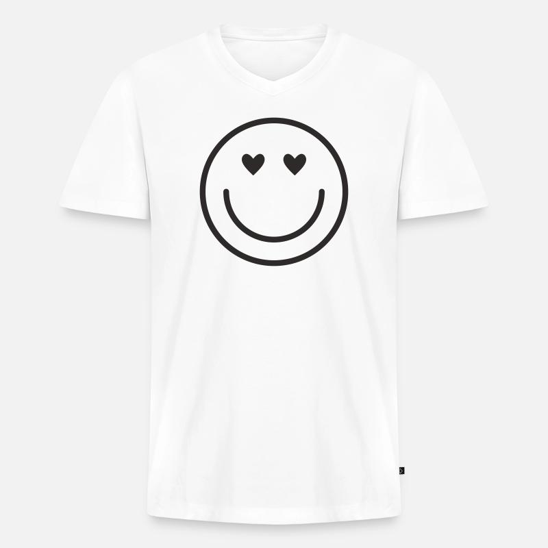 Smiley lachen lächle smile - Männer Premium Bio T-Shirt mit V-Ausschnitt - Weiß