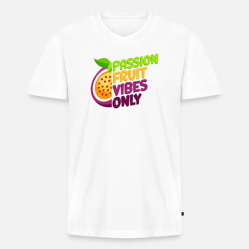 Passion Fruit Vibes Only - Männer Premium Bio T-Shirt mit V-Ausschnitt - Weiß