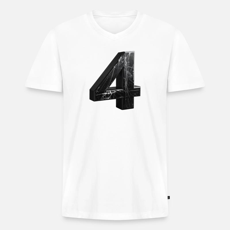 Schwarze 4 mit Marmormuster - Männer Premium Bio T-Shirt mit V-Ausschnitt - Weiß