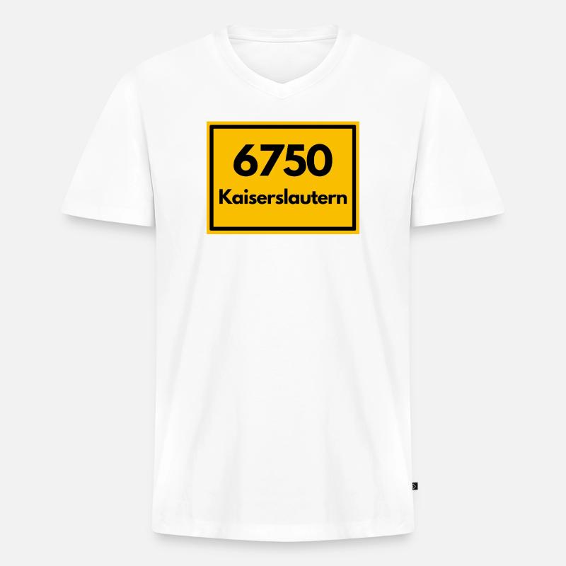 OLD POSTCODE POSTCODE 6750 KAISERSLAUTERN LAUTRE - Men's Premium Organic T-shirt with V-neck - white