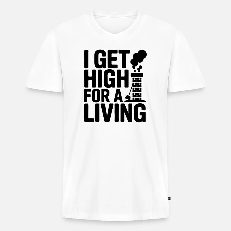 Kaminkehrer lustiger Spruch - Männer Premium Bio T-Shirt mit V-Ausschnitt - Weiß