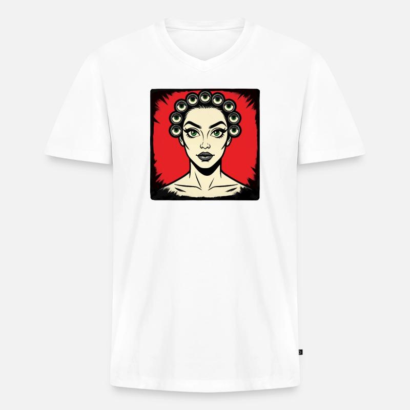 ICH SEHE DICH – nette Leute - Männer Premium Bio T-Shirt mit V-Ausschnitt - Weiß