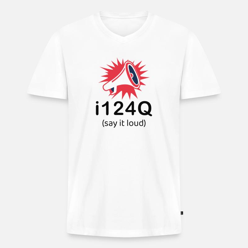 i124Q – Bold Statement Dark Edition - Männer Premium Bio T-Shirt mit V-Ausschnitt - Weiß