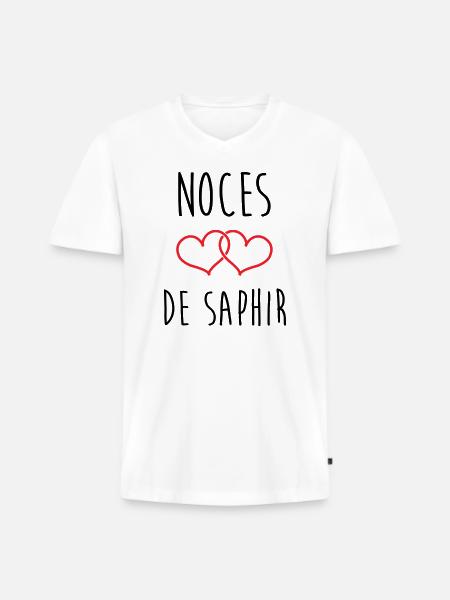 Sapphire Wedding 16 Years of Marriage - Men's Premium Organic T-shirt with V-neck - white
