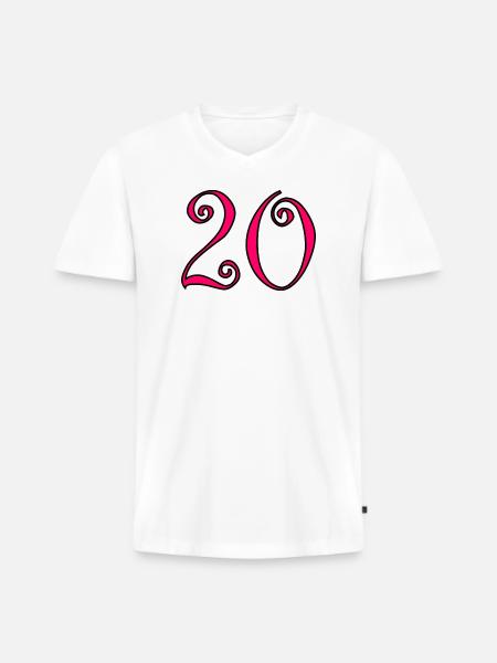 Farbe2-460_text234-2-50-5-4-8-6-8-7-3-0-6-3-3 - Männer Premium Bio T-Shirt mit V-Ausschnitt - Weiß