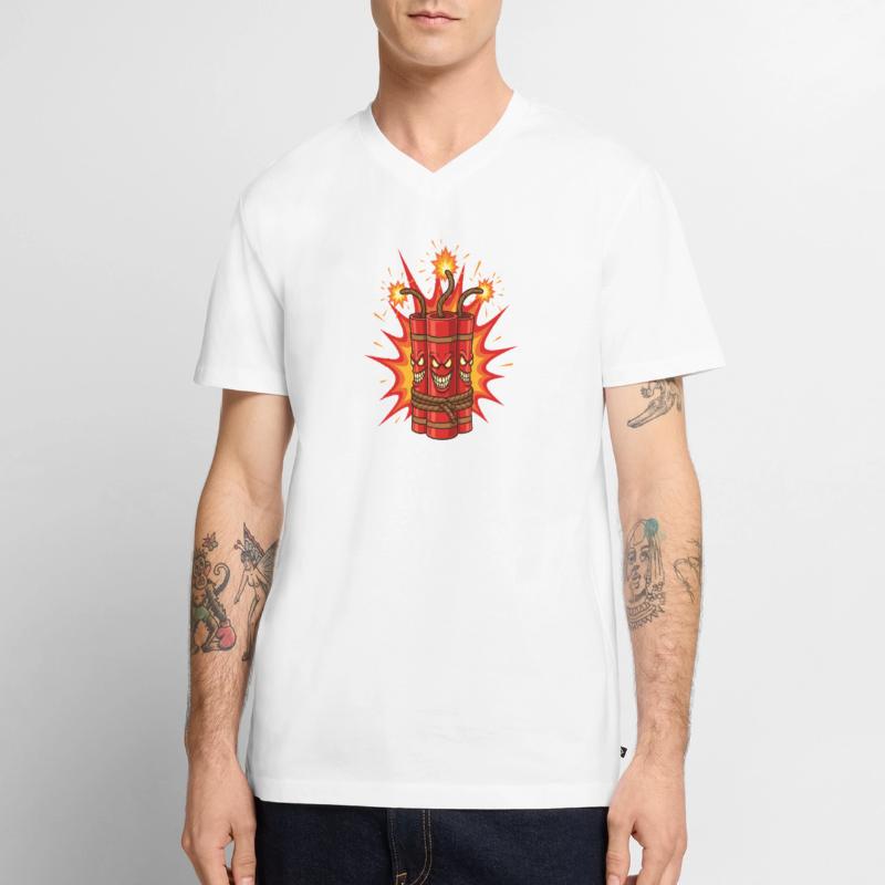 Exploding Dynamite Art Men's Premium Organic T-shirt with V-neck