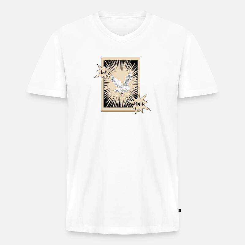 Got Mail Owl Briefeule Schneeeule - Männer Premium Bio T-Shirt mit V-Ausschnitt - Weiß
