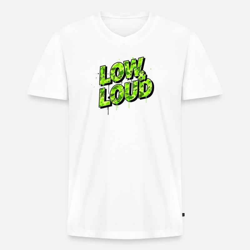 Low & Loud Auto Tuning Szene Design - Männer Premium Bio T-Shirt mit V-Ausschnitt - Weiß