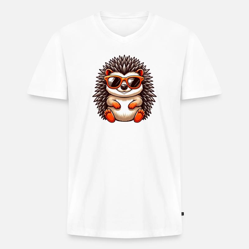 Igel Mit Sonnenbrille Igel Sarkasmus Tierliebhaber - Männer Premium Bio T-Shirt mit V-Ausschnitt - Weiß