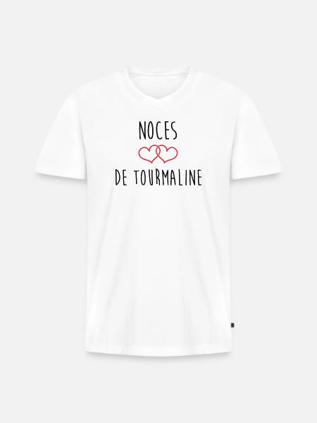 Turmalin-Hochzeit 52 Jahre Ehe - Männer Premium Bio T-Shirt mit V-Ausschnitt - Weiß