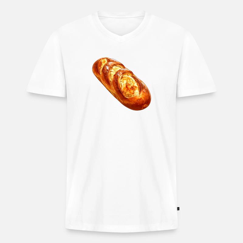 Brot oder Baguette - Männer Premium Bio T-Shirt mit V-Ausschnitt - Weiß