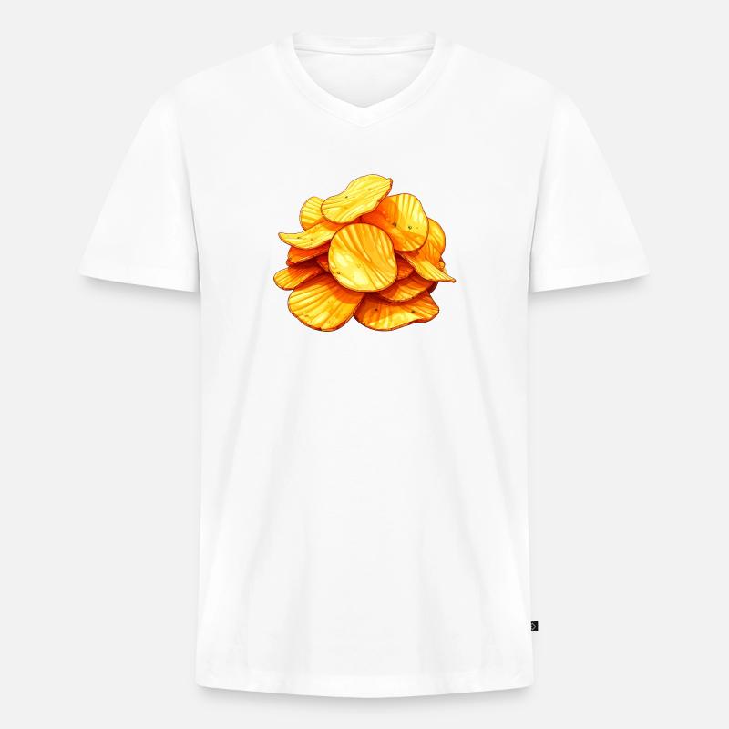 Chips - Männer Premium Bio T-Shirt mit V-Ausschnitt - Weiß