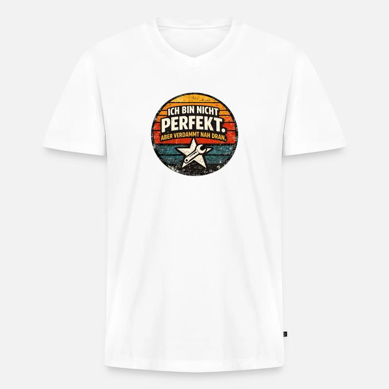 Nicht perfekt, aber nah dran - Männer Premium Bio T-Shirt mit V-Ausschnitt - Weiß