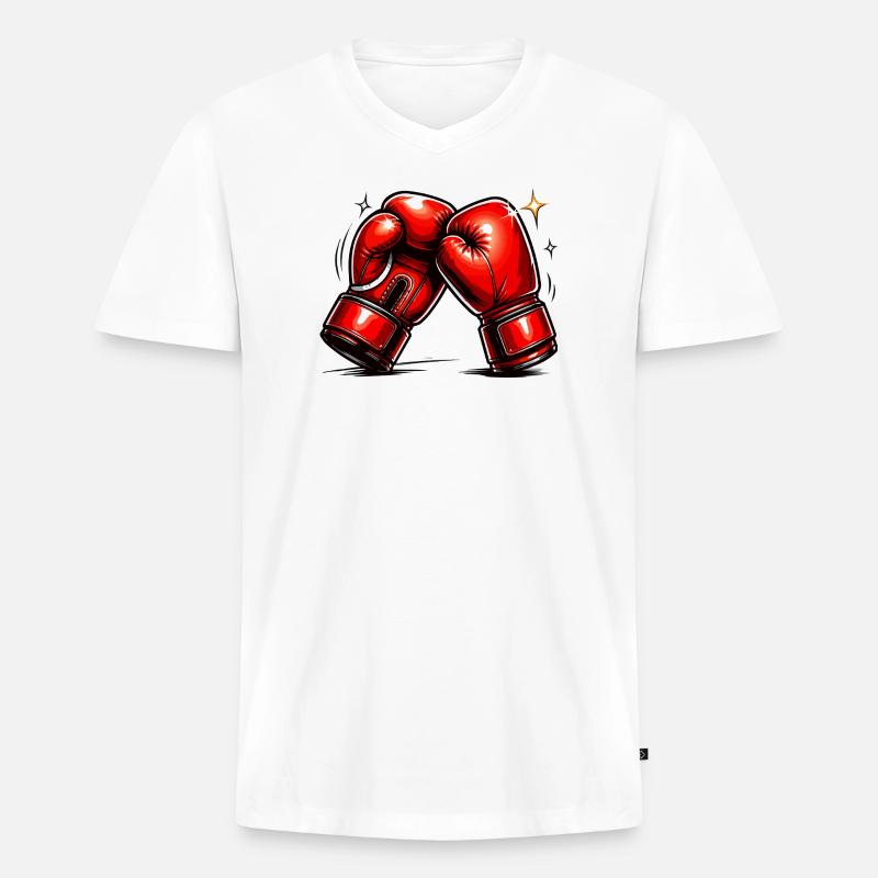 Rote Boxhandschuhe Kraft und Dynamik - Männer Premium Bio T-Shirt mit V-Ausschnitt - Weiß